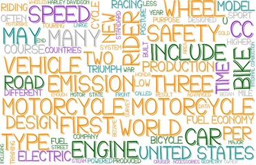Motorcycle Wordcloud Banner, Wallpaper, Background, Book Cover, Wordart