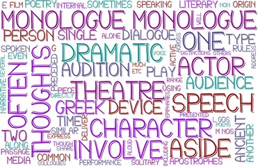 Monologue Wordcloud Tshirt Banner, Wallpaper, Background, Book Cover, Wordart