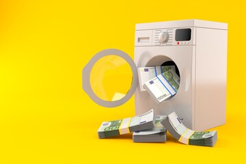 Washer with euro money - obrazy, fototapety, plakaty