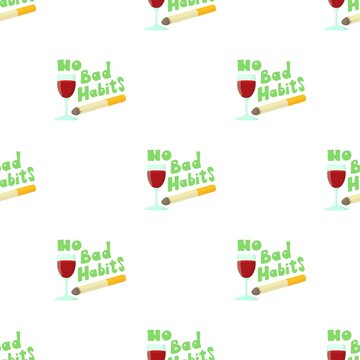 No bad habits wine and cigarettes pattern seamless background texture repeat wallpaper geometric vector