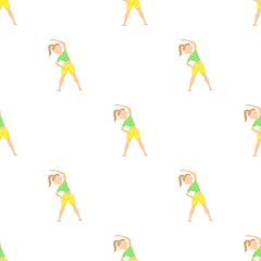 Girl doing exercises pattern seamless background texture repeat wallpaper geometric vector