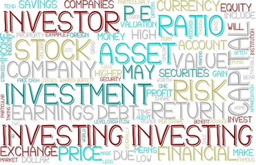 Investing Wordcloud Banner, Wallpaper, Background, Book Cover, Wordart