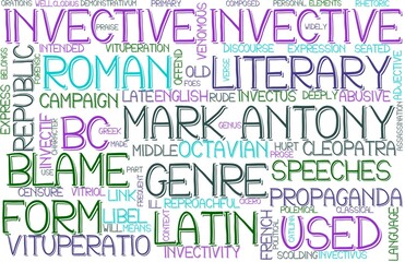 Invective Wordcloud Banner, Wallpaper, Background, Book Cover, Wordart