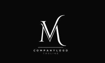 Abstract Letter Initial mv vm Vector Logo Design Template.