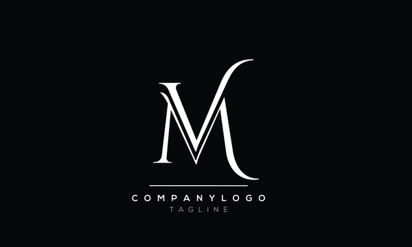 Abstract Letter Initial mv vm Vector Logo Design Template.
