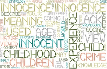 Innocence Wordcloud Banner, Wallpaper, Background, Book Cover, Wordart