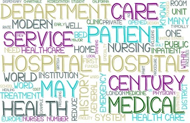 Hospital Wordcloud Banner, Wallpaper, Background, Book Cover, Wordart