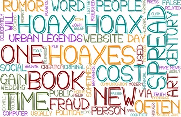 Hoax Wordcloud Banner, Wallpaper, Background, Book Cover, Wordart