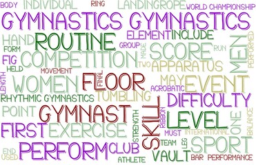Gymnastics Wordcloud Banner, Wallpaper, Background, Book Cover, Wordart