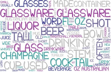 Glassware Wordcloud Banner, Wallpaper, Background, Book Cover, Wordart