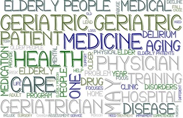 Geriatric Wordcloud Banner, Wallpaper, Background, Book Cover, Wordart
