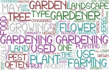 Gardening Wordcloud Banner, Wallpaper, Background, Book Cover, Wordart