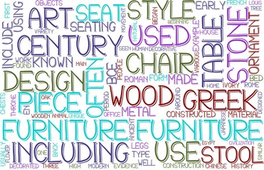 Furniture Wordcloud Banner, Wallpaper, Background, Book Cover, Wordart