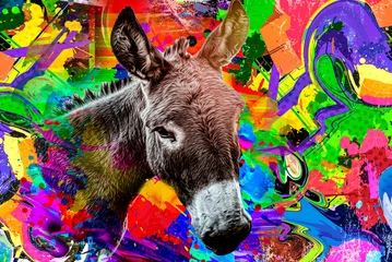 Poster portrait of a donkey color art © reznik_val