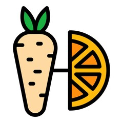 Gmo carrot icon. Outline gmo carrot vector icon color flat isolated