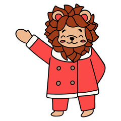 Christmas-Lion flat color design illustration for web, wedsite, application, presentation, Graphics design, branding, etc.