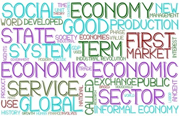 Economic Wordcloud Banner, Wallpaper, Background, Book Cover, Wordart