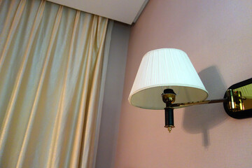 Curtain texture, sconces and power socket background