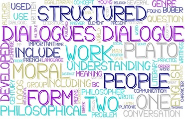 Dialogues Wordcloud Banner, Wallpaper, Background, Book Cover, Wordart