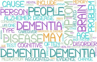 Dementia Wordcloud Banner, Wallpaper, Background, Book Cover, Wordart