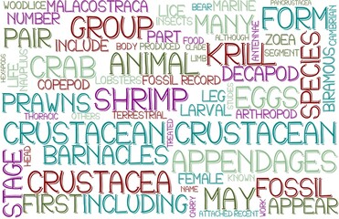 Crustacean Wordcloud Banner, Wallpaper, Background, Book Cover, Wordart