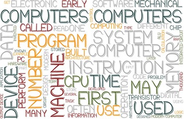 Computers Wordcloud Banner, Wallpaper, Background, Book Cover, Wordart