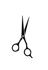 Hair stylist open cutting scissors silhouette on white background