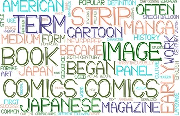 Comics Wordcloud Banner, Wallpaper, Background, Book Cover, Wordart