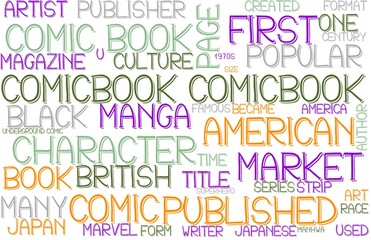 Comicbook Wordcloud Banner, Wallpaper, Background, Book Cover, Wordart