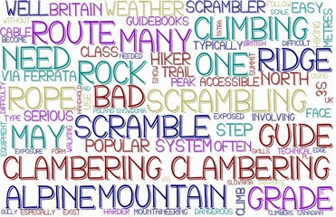 Clambering Wordcloud Banner, Wallpaper, Background, Book Cover, Wordart