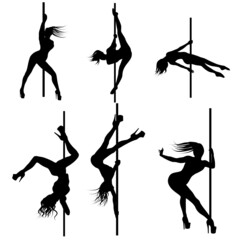 Pole dance women dancers svg vector illustration