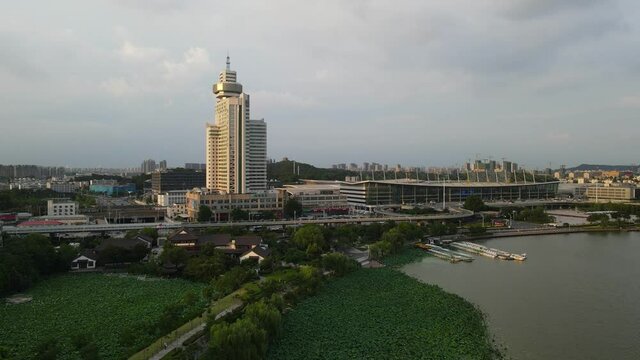 Aerial photography of Nanjing Xuanwu Lake scenery
