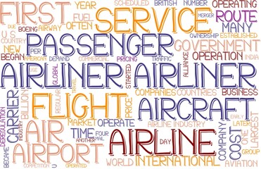 Airliner Wordcloud Banner, Wallpaper, Background, Book Cover, Wordart