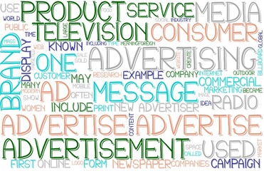 Advertise Wordcloud Banner, Wallpaper, Background, Book Cover, Wordart