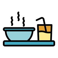Breakfast icon. Outline breakfast vector icon color flat isolated
