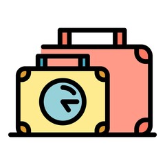 Luggage icon. Outline luggage vector icon color flat isolated