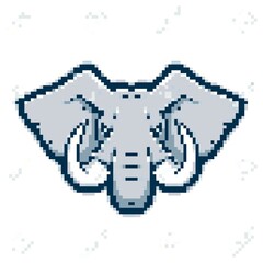 Grey pixelated of elephant head illustration