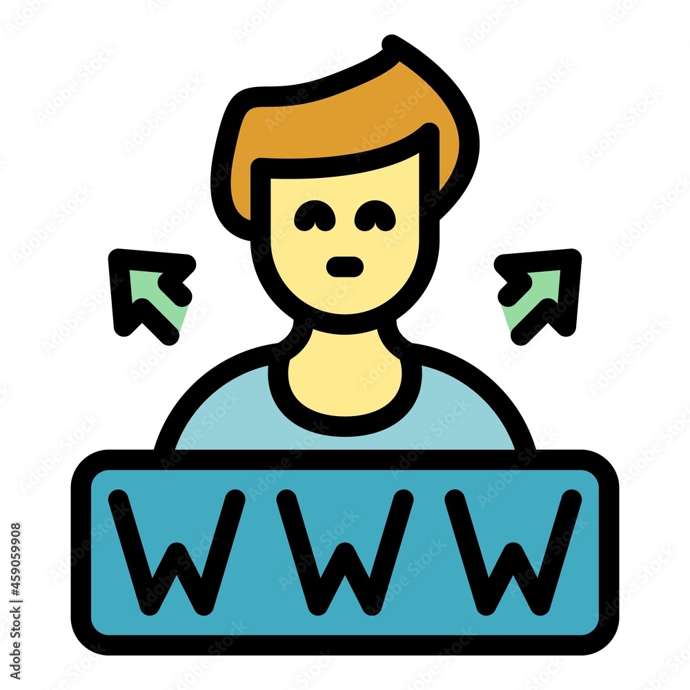 Poster web interaction icon. outline web interaction vector icon color flat isolated