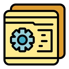 Gear wheel folder interaction icon. Outline gear wheel folder interaction vector icon color flat isolated