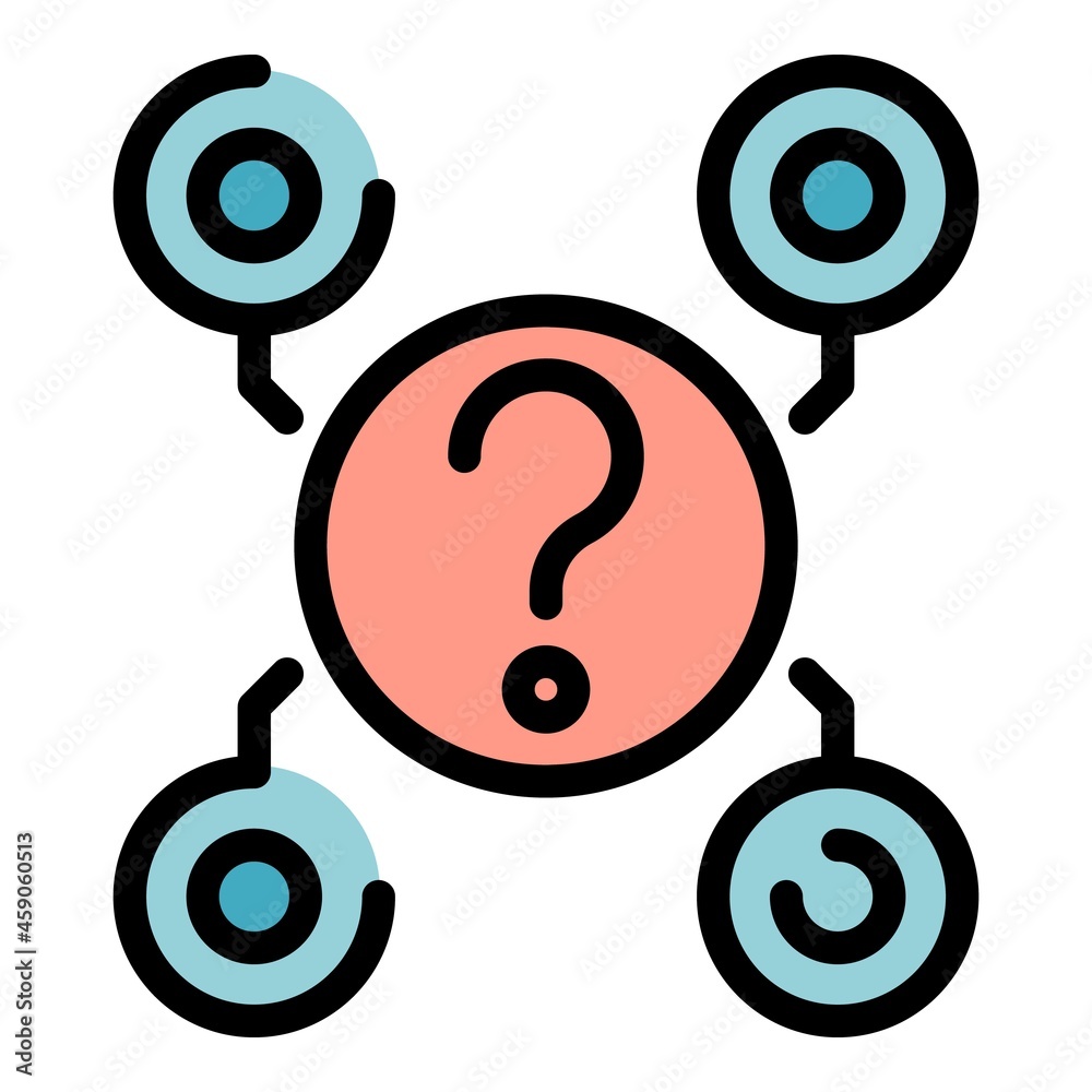Poster question interaction icon. outline question interaction vector icon color flat isolated