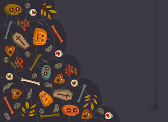 Dark vector background with copy space for Halloween poster or postcard