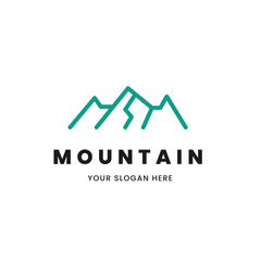 Isolated simple and minimalist monoline outline image of blue mountain logo. Logo for the mountain climbing or travel shop.