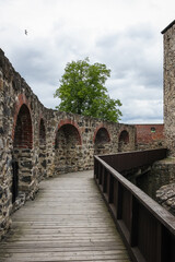 Fototapeta na wymiar Insde the ruins of Olavinlinna castle