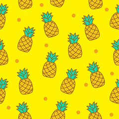 Cute pineapple seamless pattern with a colorful design suitable for background or wallpaper
