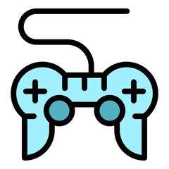 Joystick interactive tv icon. Outline joystick interactive tv vector icon color flat isolated