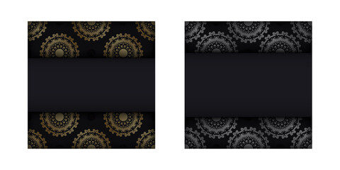 Black brochure with luxurious gold ornamentation prepared for typography.