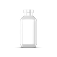 Plastic bottle square white 3D rendering isolated white background