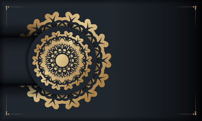 Black banner with vintage gold ornament and space for text