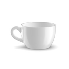 Cup white realistic 3D rendering isolated white background