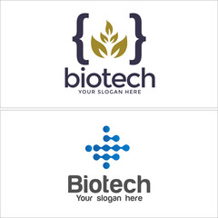 Biotech leaf molecule connection logo design
